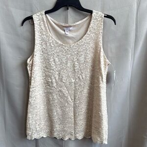 NWT JM Collection Champagne Lace Sleeveless Top Size L